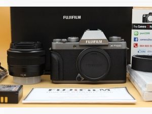 ขาย  Fujifilm X-T100 + Lens kit 15-45mm (สีเงิน) สภาพสวยใหม่ เครื่องศูนย์ไทย มีประกันถึง 26-08-62 เมนูไทย จอปรับเซลฟี่ได้ จอติดฟิล์มแล้ว อุปกรณ์ครบกล่อง  อ